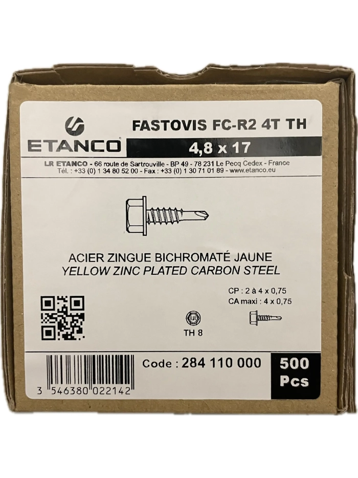 Fastovis 4 Th8 Zn 4.8X19 Carton 500 u